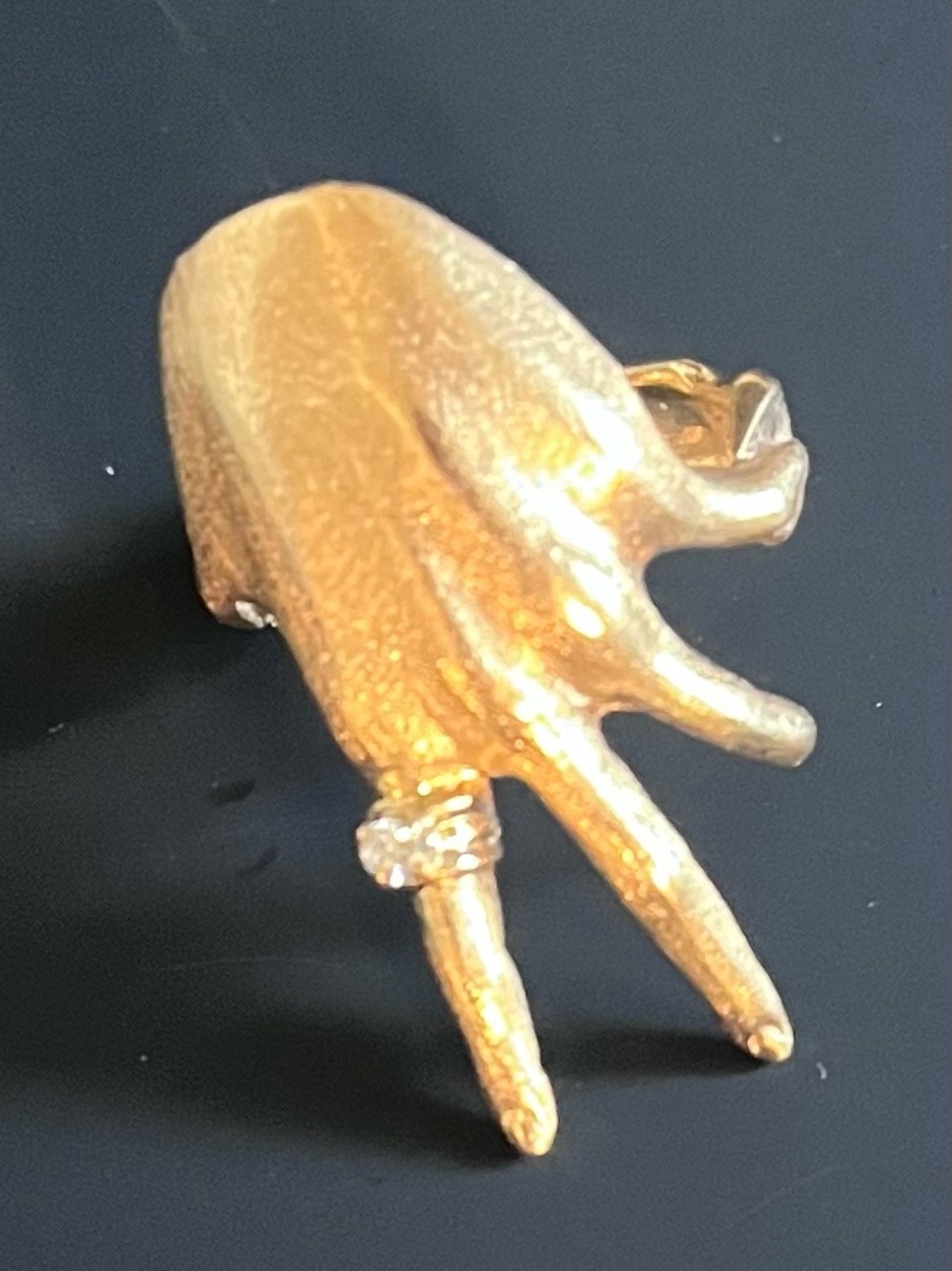Vintage 1970s 14K Yellow Gold Modernist Diamond Statement Ring - 7.58 G - Sz 7.5 - Picture 4 of 12